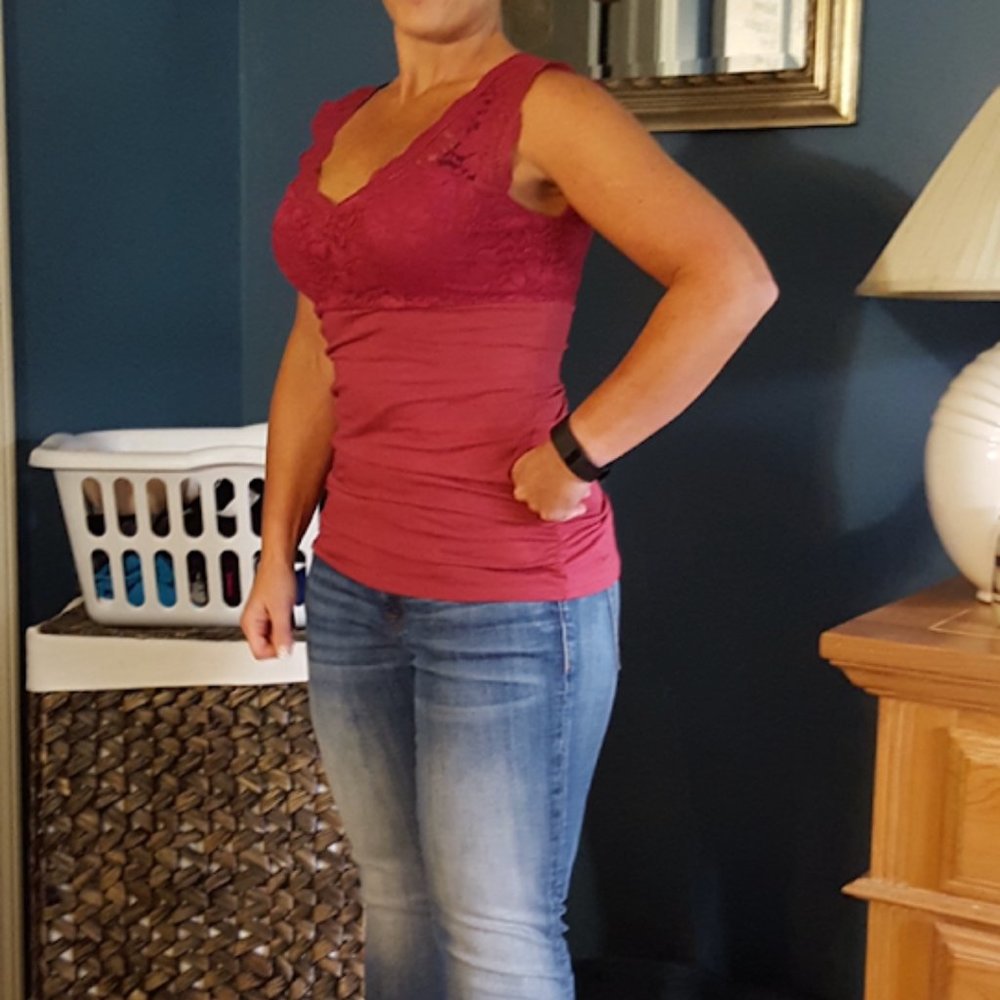 Maurices~ Dark Pink Lace and Flower Tank Top Size Small